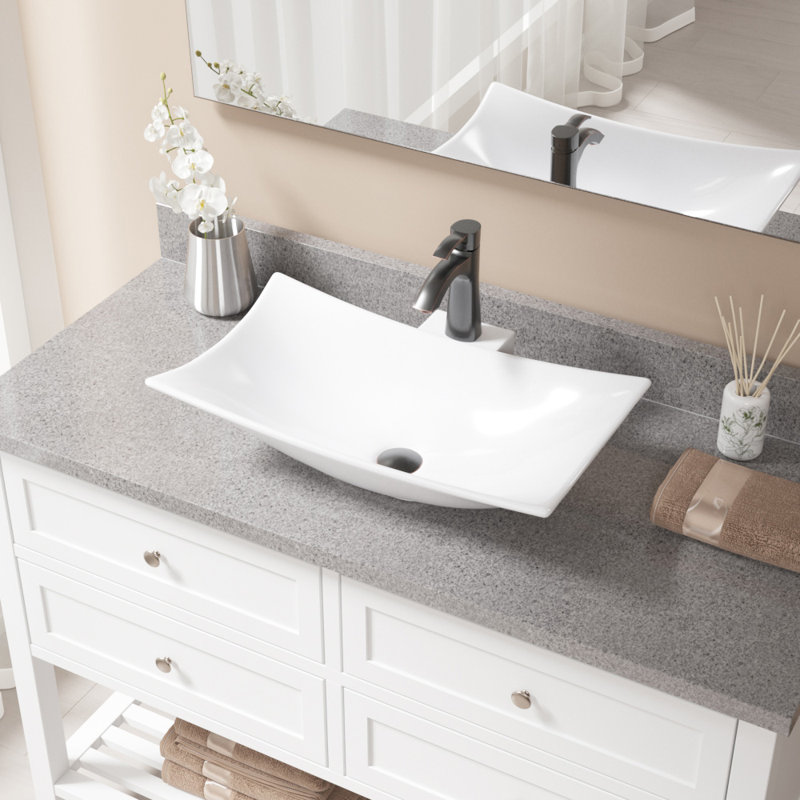 MRDirect Vitreous China Rectangular Vessel Bathroom Sink with Faucet